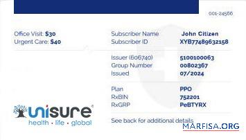 Realistic Mozambique health insurance card real example